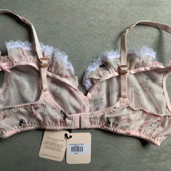 $145 Agent Provocateur Cinta Pastel Pink georgette soft-cup triangle bra M/3 - Picture 7 of 16